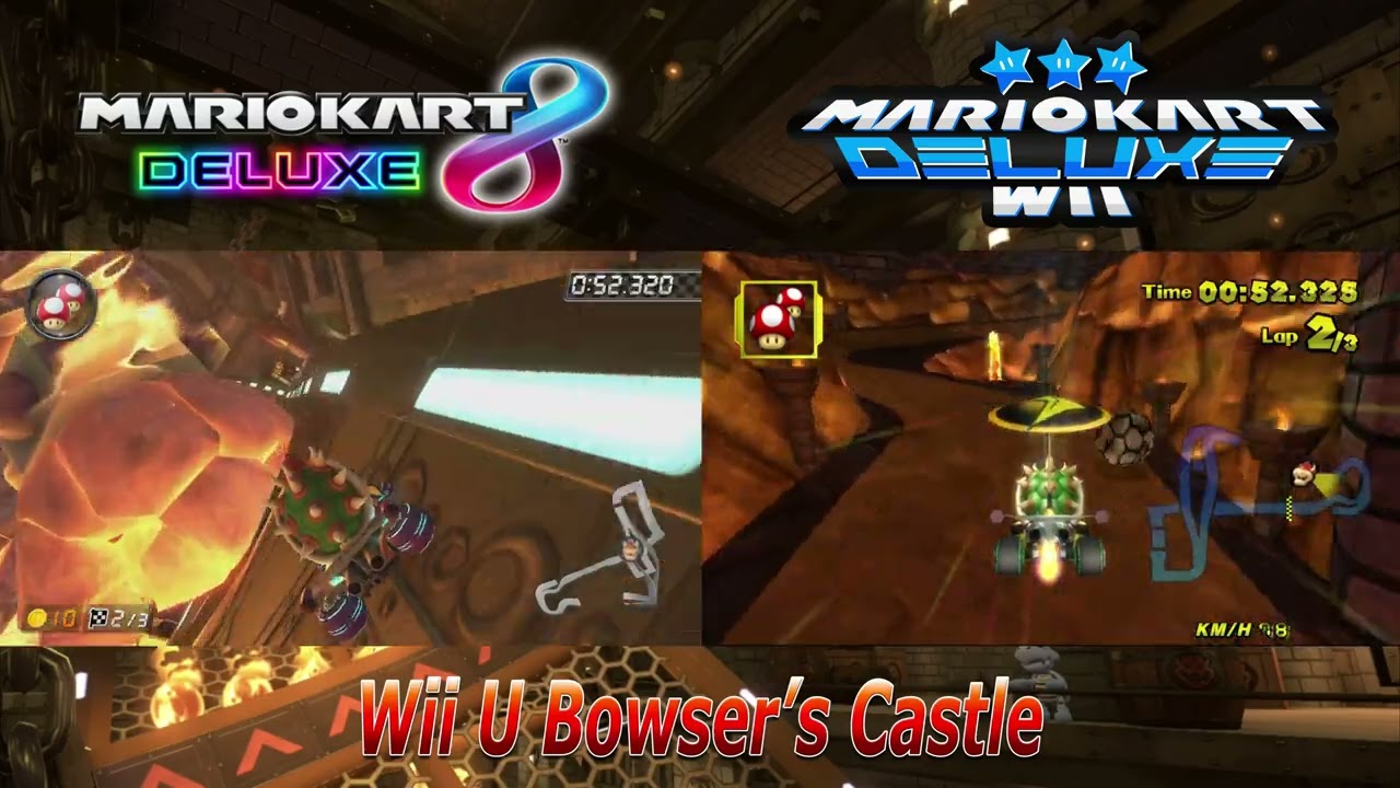 🔥Wii U Bowser's Castle - Mario Kart 8 Deluxe & Wii Deluxe Comparison🔥