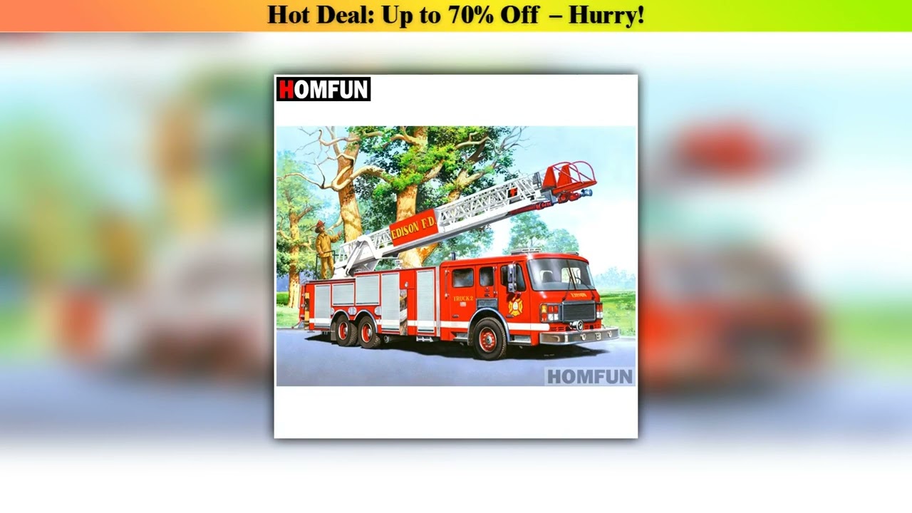 Review HOMFUN-pintura de diamante redondo/cuadrado completa, cuadro artesanal 5D, bordado de "camió