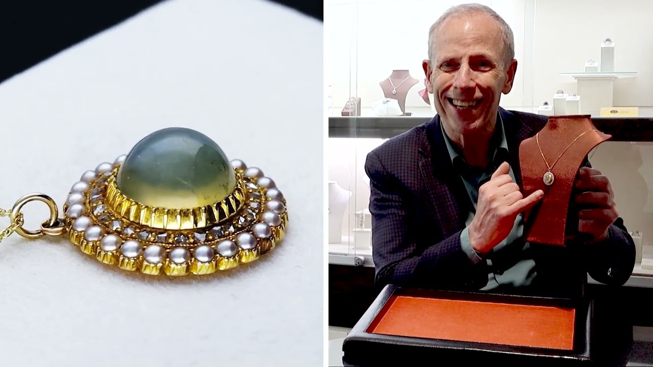 Cat's Eye Chrysoberyl, Seed Pearl and 0.35ct Diamond and 18ct Yellow Gold Pendant Locket - C9784