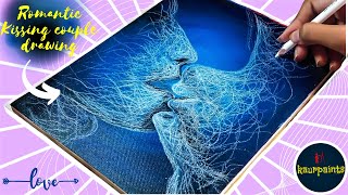 How to paint a kissing couple | romantic couple drawing | step by step acrylic painting | Kaurpaints