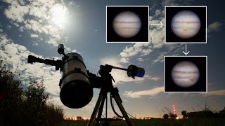 Jupiter rotation captured with my amateur telescope. Jupiter through a telescope, October 8-9, 2022.