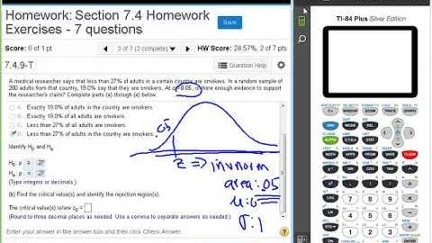 Dr  Swiersz Video Solving Section 7 4 Homework Exercises #1 Through #3   20171102 Stats