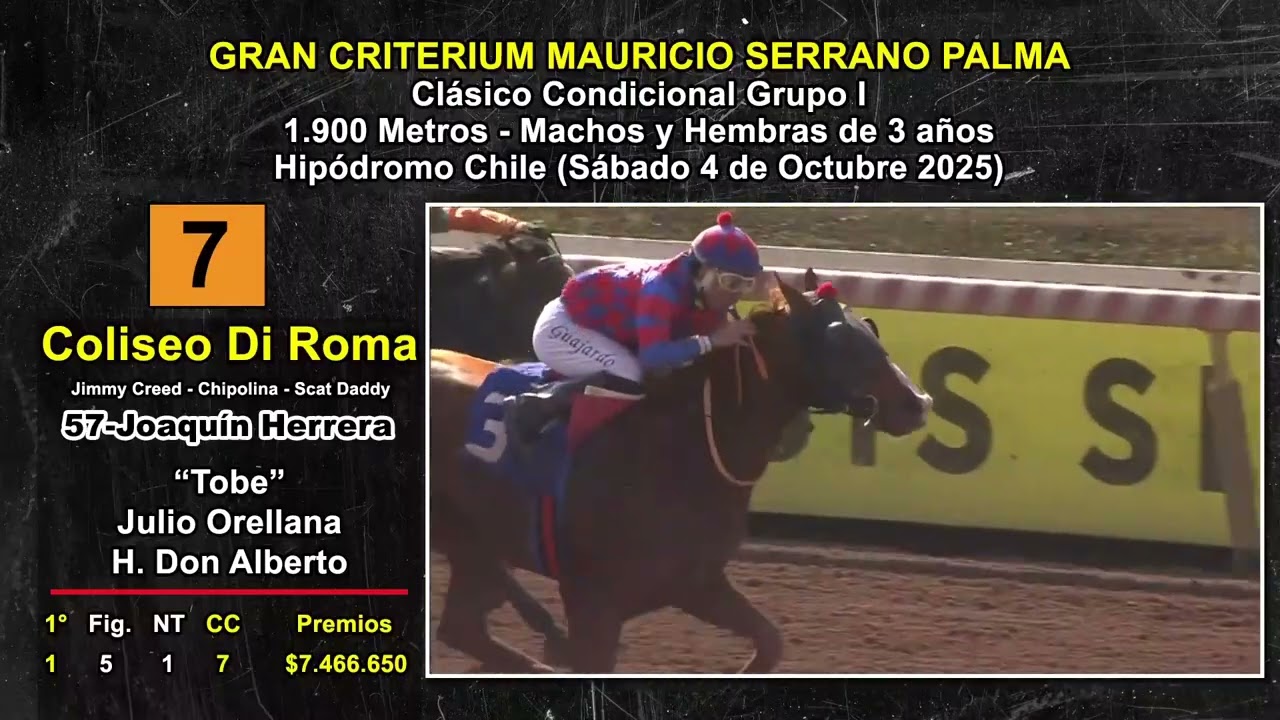 Participantes Gran Criterium Mauricio Serrano Palma 2025 (Hipódromo Chile)