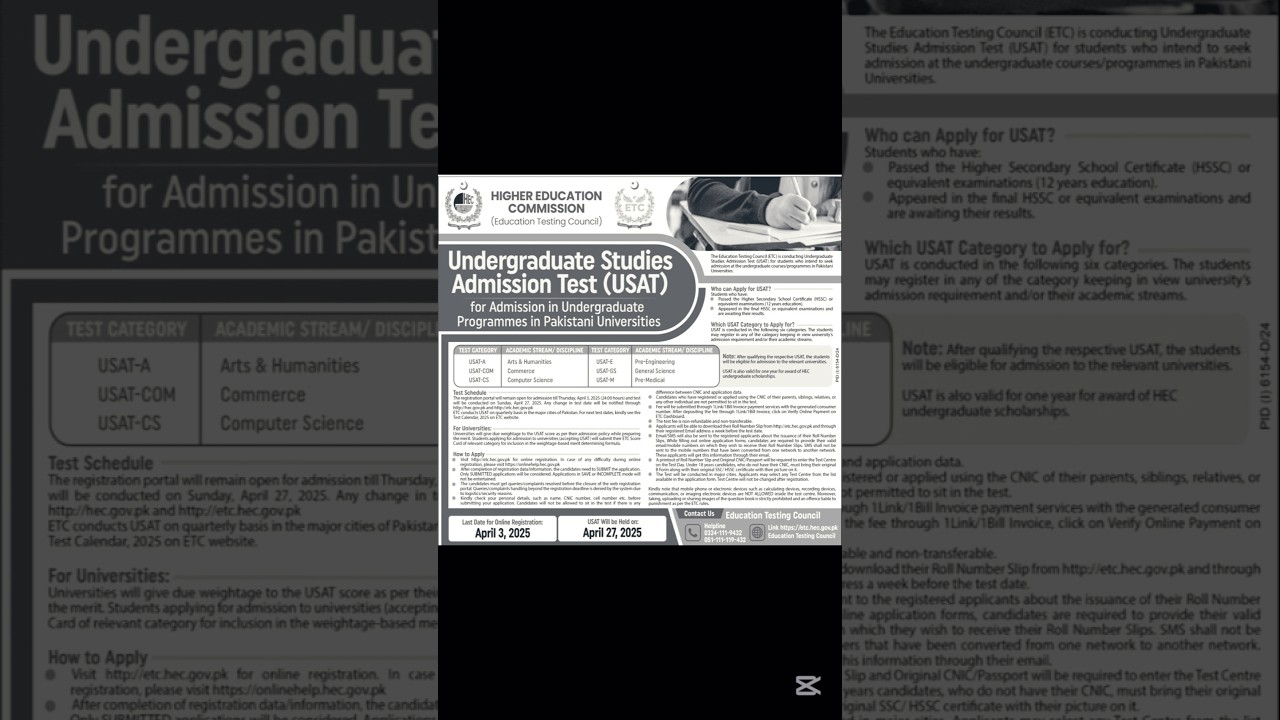 HEC Test | Undergraduate Studies Admission Test 2025 