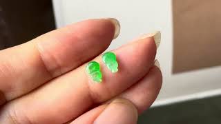 Icy A-Grade Natural Green Jadeite Hulu (Calabash) Pair No.180925