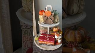 🍁 Decorate a FALL tiered tray! #shorts #creativeonthecheap  #falldiy #glowforgeaura