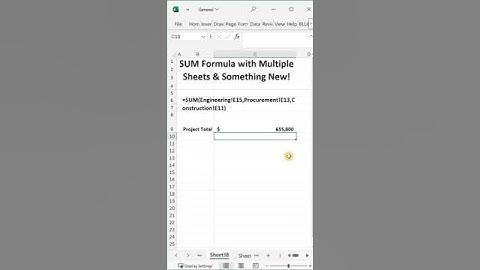 SUM Formula with Multiple Sheets & Something New! - in 57 seconds! #excel #projectmanagement