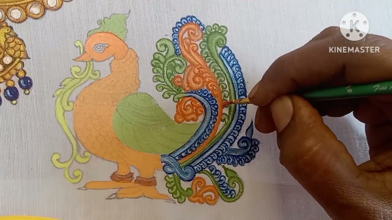 🔥✨Free (class : 48) Fabric painting course for beginners || Peacock Fabric painting #fabricpainting