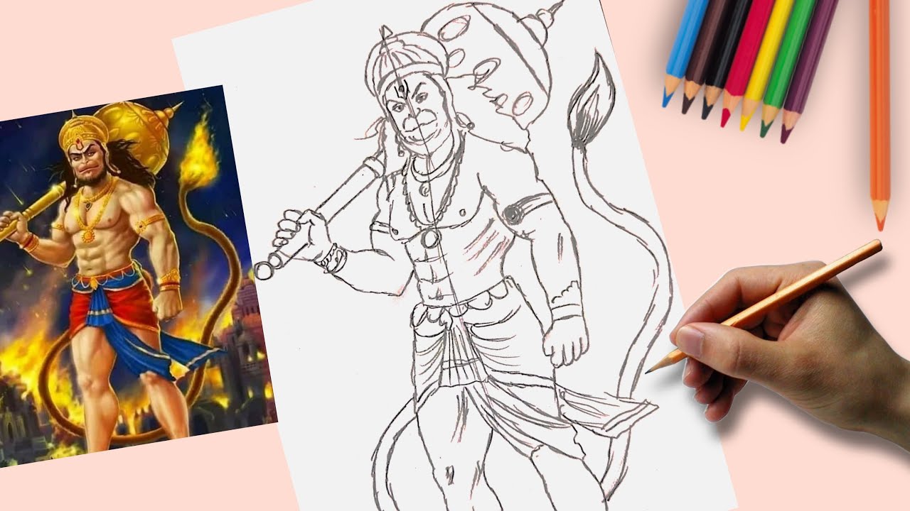 Lord Hanuman Drawing | Hanuman | Drawing - YouTube