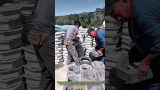 Efficient Process Handling Hexagonal Concrete Blocks for Organized Construction Storage #dailywork