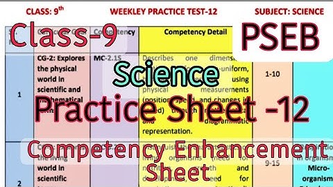 Solved Science Practice Sheet-12/Class-9/Competency Enhancement plan/PSEB/@PSEBEDUCATE