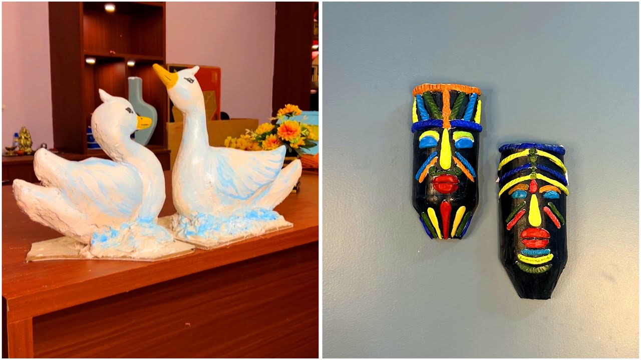 DIY Home Decor: Easy Paper Mache Duck Sculptures and Tribal Masks
