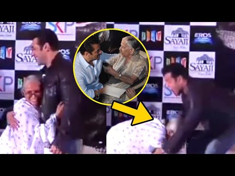 salman-khan-gets-emotional-as-old-lady-touches-his-feet,-hugs-her-with-katrina-kaif