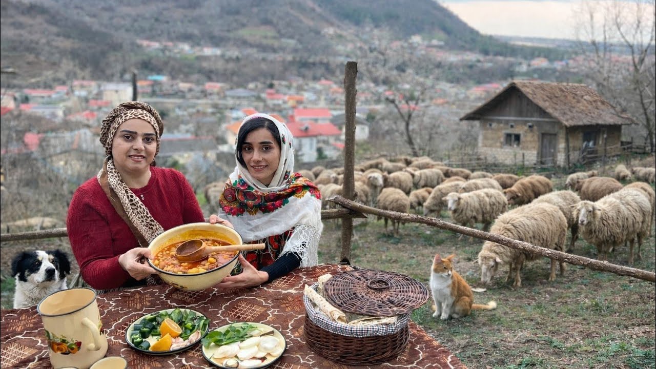 Cooking Sheep Stomach (Sarabee) in a Traditional Rural Style | Chickpeas, Onion, and Turmeric