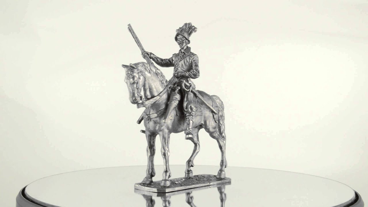 European shooter on horse, 1600 year  Collection 54mm miniature metal toy soldier statue, figurine