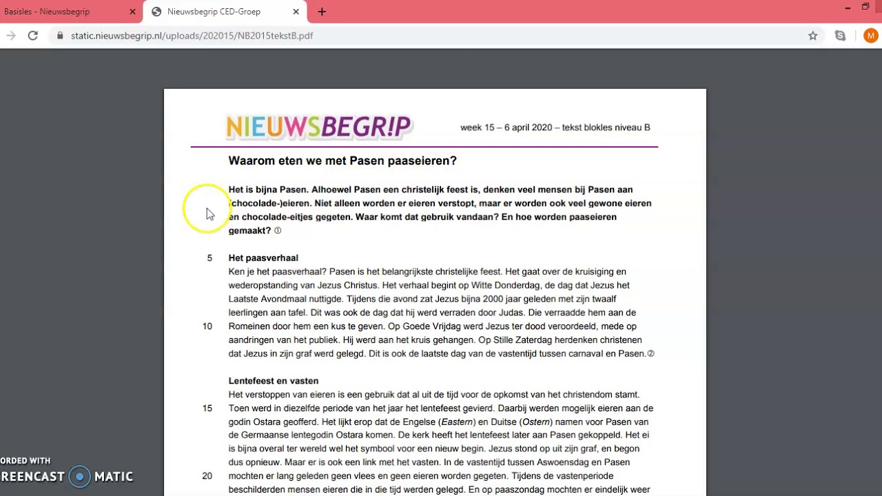 nieuwsbegrip B actief lezen pasen - YouTube