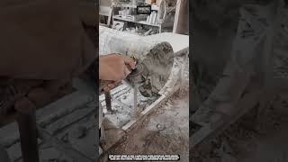 Shaping marble pillar precisely using angle grinder