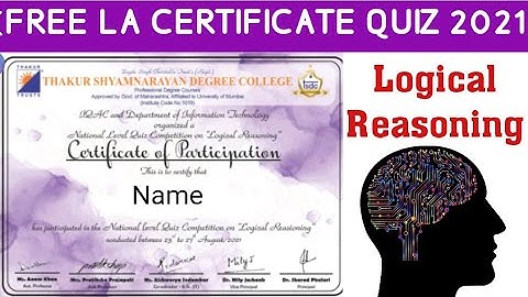 Logical Reasoning Certificate Quiz l Top 25 MCQs On Logical Reasoning With Answers l Free Certificat