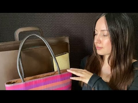 ASMR Purses/Bags 👜 shopping channel show & tell (soft spoken, gentle hand movements, fabric sounds)