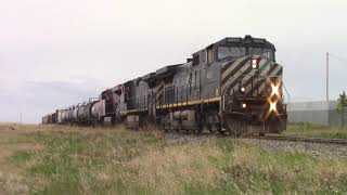 BC RAIL DUO! BCOL 4652 leads CN Q114. CN Three Hills Sub. (Chase)