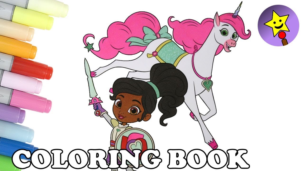 Nella the Princess Knight Coloring Book Page Nella and Unicorn Trinket Colouring Book Page Kids Art