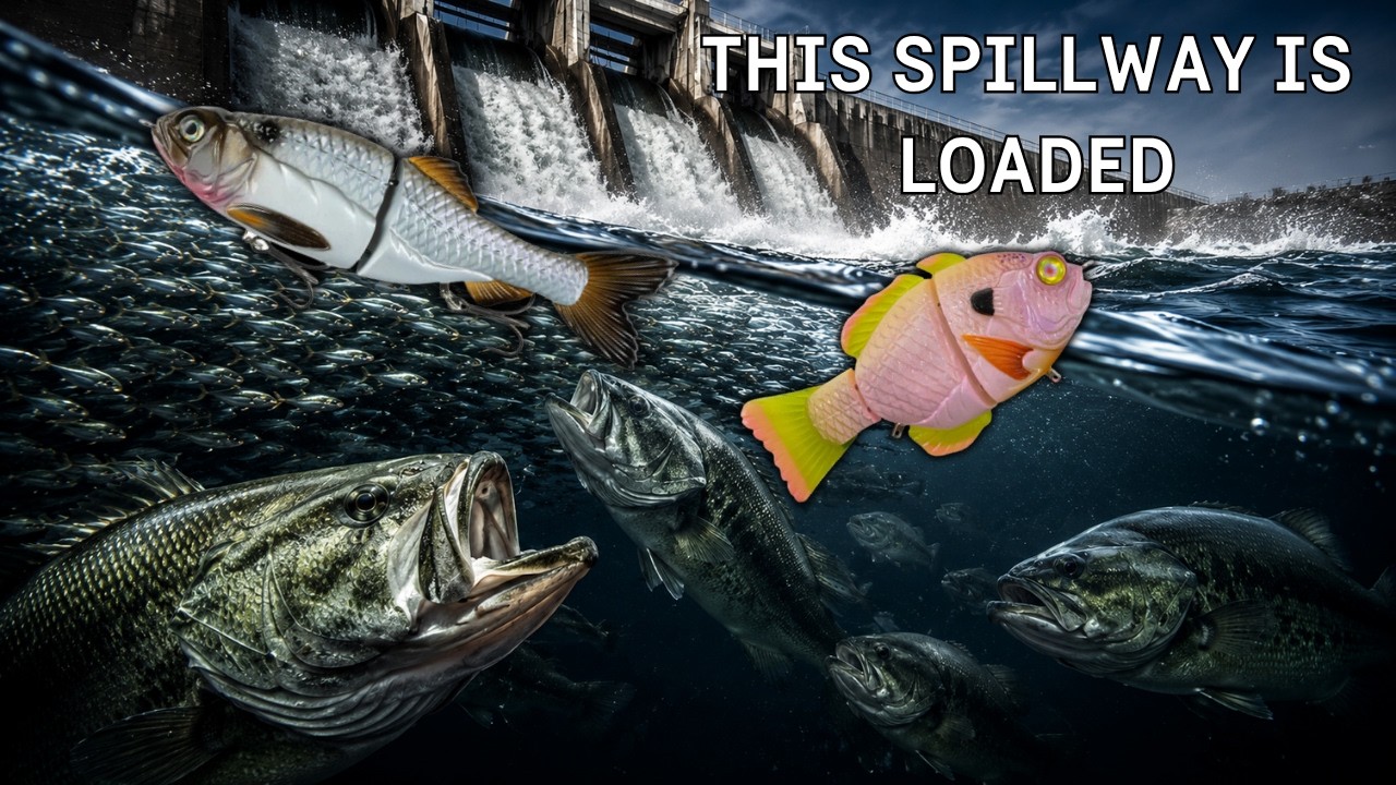This Spillway was LOADED with SHAD and BIG BASS – EVERY CAST on prototype swimbaits – Raw footage