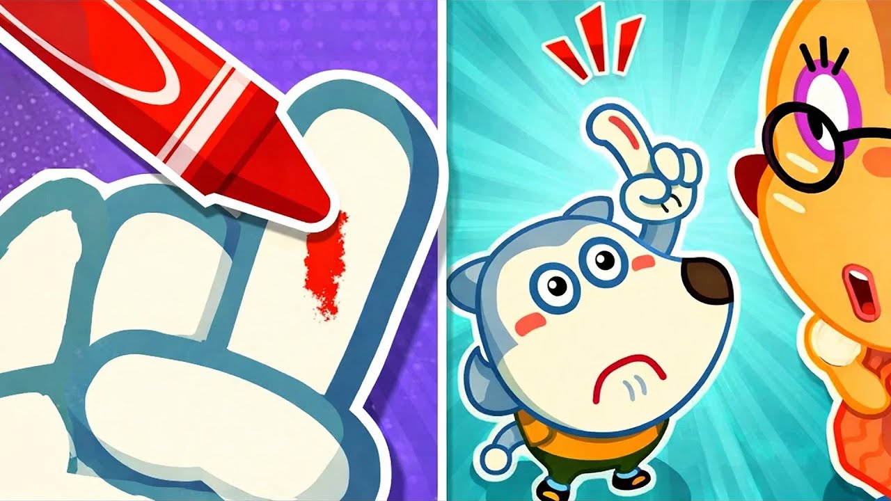 Dicas para usar canetas coloridas para criar feridas😭Wolfoo quer atenção | Wolfoo em português