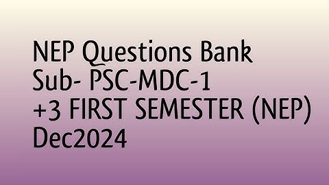 +3 FIRST SEMESTER Political Science MDC SAMBALPUR UNIVERSITY DEC 2024 NEP