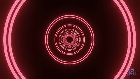 Background, 4k red fluorescent light tunnel futuristic neon laser rings.