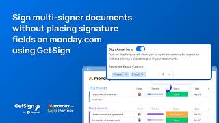 Sign multi-signer documents without placing signature fields on @mondaydotcom with GetSign