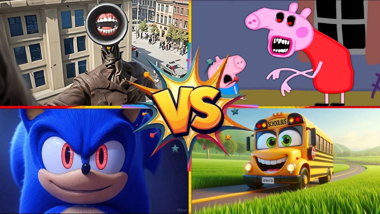 SIREN HEAD 🆚 PEPPA PIG.EXE 🆚 SONIC.EXE 🆚 SCHOOL BUS - Tiles Hop Edm Rush!
