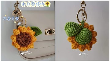 12/ Crochet sunflower keychain tutorial/ Hướng dẫn móc móc khoá hoa hướng dương