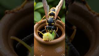 La Avispa que Construye Casas de Barro para sus Bebés #viral #reels #sabiasque #reels #viral