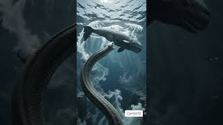 Giant Sea Snake Ambushes a 20X Sperm Whale in the Deep Ocean Trench #oceangiants #seamonster