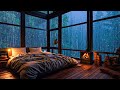 Regengeräusche und Donner vor dem Fenster für Schnellen Schlaf - Regnerische Nacht im nebligen Wald