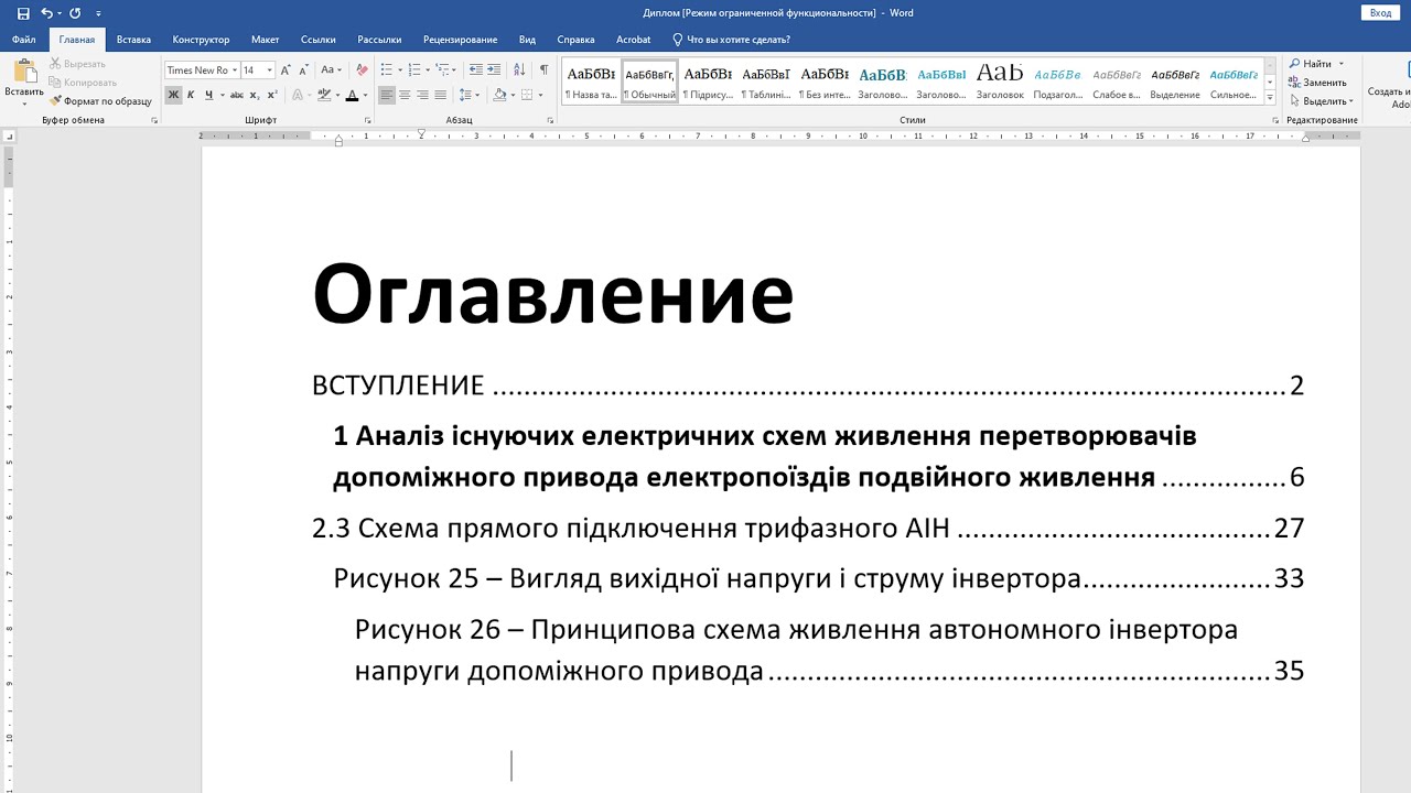 Автоматически собранное оглавление