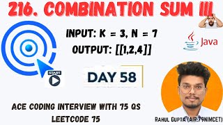 216. Combination Sum III | LeetCode 75 | Solution in Hindi 🔥