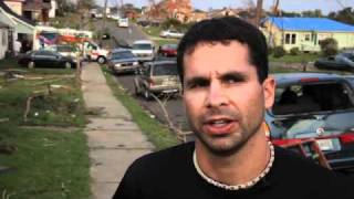 Croix Sather in Alabama after tornado - Run Across America Day 64