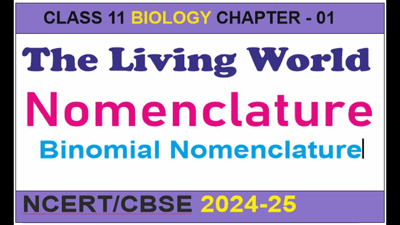 The Living World NOMENCLATURE, Binomial Nomenclature Class-11th ...