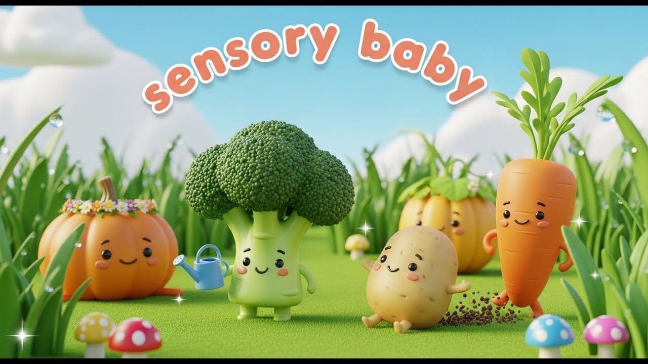 Baby Sensory Magic: Calming Colors & Cute 3D Veggies Adventure