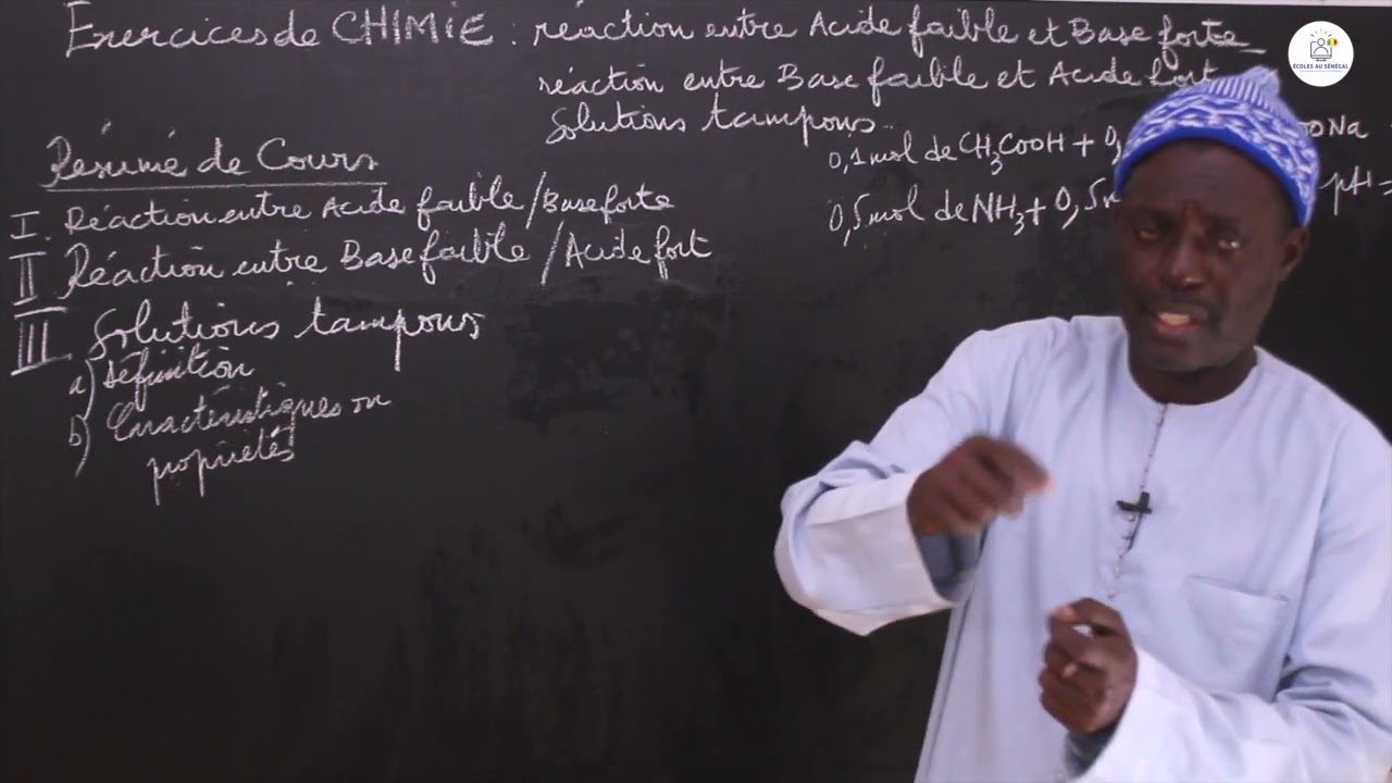 Exercices - Terminale S - PC  : Réaction entre base faible et acide fort solution tampon / Suite 4