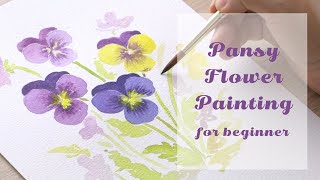 How to paint Pansy Flower with Watercolor | Easy step by step tutorial