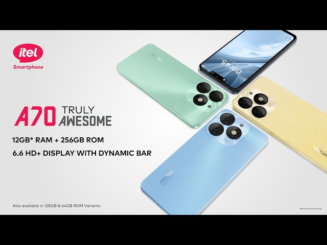 itel A70 | Segment First 12GB RAM* + 256 ROM | 6.6HD+ Display