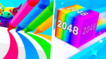 Crayon Rush 3D vs Chain Cube 2048 - 123456789 Max Level Gameplay (Part 1)