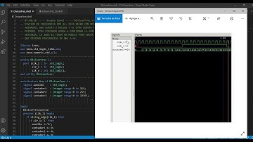 Curso VHDL.V106. Divisor de frecuencia, 2 contadores anidados. Descripción, testbench y simulación.