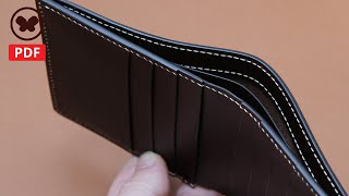 Making a leather Bifold Wallet (free PDF Pattern / ENG sub)