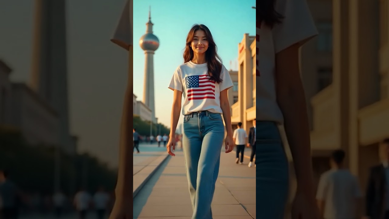 A Girl wearing American Flag in  Pyongyang | A Rare Cultural Contrast