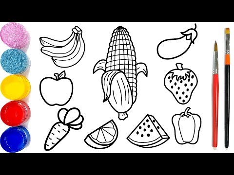 Học Tô Màu - Cara Menggambar dan Mewarnai Sayuran | Glitter Vegetables Coloring and drawing  | Bé học tô màu