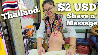 💈ALL FEMALE BARBERSHOP! Old Time Shave & Massage | Bangkok, Thailand (Unintentional ASMR relax) 🇹🇭