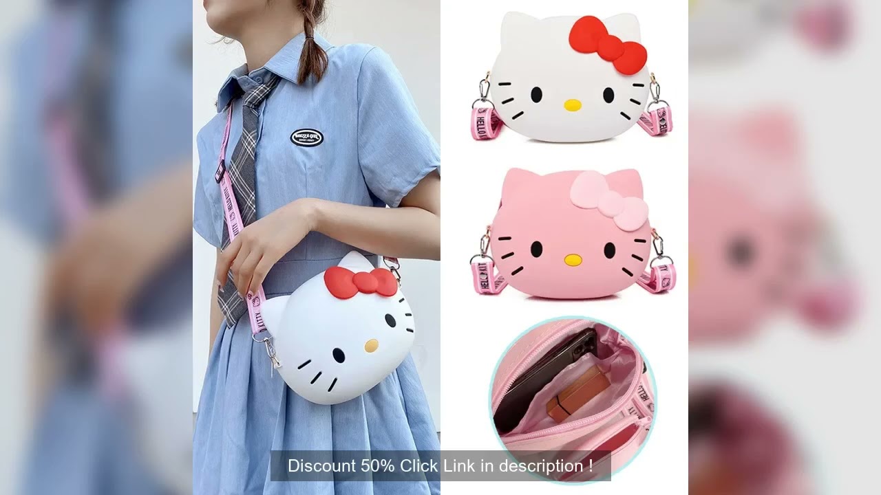 11cm/19cm Hello Kitty Crossbody Bags For Women Kawaii Messenger Bag Travel 3d Shoulder  Small Purse